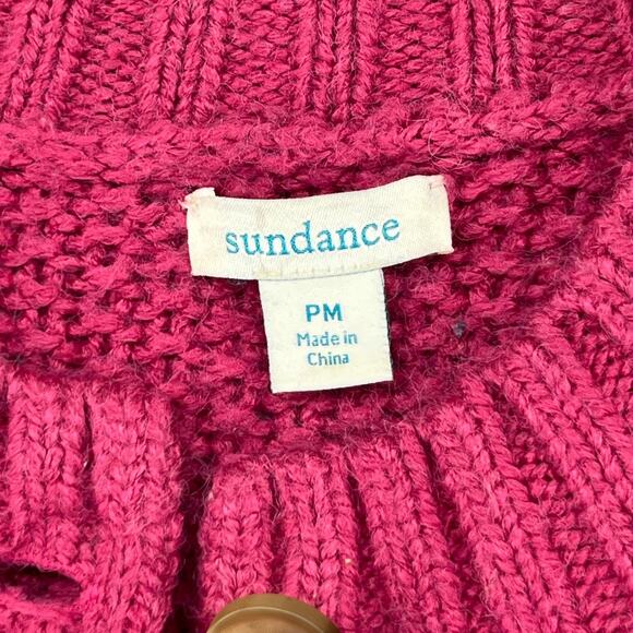SUNDANCE Sweater PM Petite Fair Isle Thermal Cardigan Button Up Wool Blend Pink - Picture 4 of 16